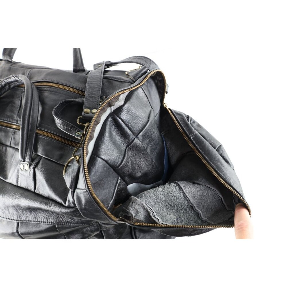 Vintage 90s Streetwear Distressed Soft Leather Duffel Bag Carry On Weekender - Picture 11 of 12